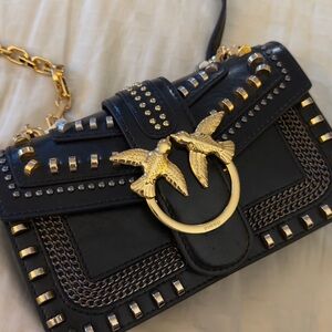 Pinko Baby Love Mix Studs Black Bag 25cm W